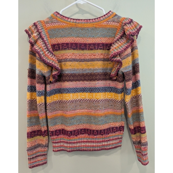 Anthropologie Pilcro Ruffle Multicolor Lalala Sweater Size Small - Picture 5 of 12